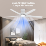 52 inch Ceiling Fans with Lights, Large Air Volume Ceiling Fans with Reversible Quiet DC Motor and Remote, 5X-W5[Unable ship on weekends, TK/TEMU only for pickup, only TX10643 warehouse supports GOFO] - Image 7