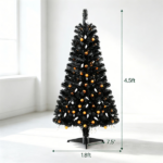 4.5 FT Pre-Lit Black Halloween Tree with 65 Ghost Cold White Lights & 65 Pumpkin Orange Lights, Infrared Motion Sensor 5 Halloween Sound Effects 6 Light Modes Flame Retardant PVC Spooky Decor Tree for Home Office Store - Image 4