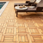 27PCS Interlocking Deck Tiles, Natural Acacia Wood Waterproof Floor Tile with Drainage Base, Anti-Slip Snap Flooring for Patio Balcony Bathroom - Image 4