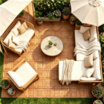 27PCS Interlocking Deck Tiles, Natural Acacia Wood Waterproof Floor Tile with Drainage Base, Anti-Slip Snap Flooring for Patio Balcony Bathroom - Image 5