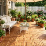 27PCS Interlocking Deck Tiles, Natural Acacia Wood Waterproof Floor Tile with Drainage Base, Anti-Slip Snap Flooring for Patio Balcony Bathroom - Image 8