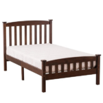 Twin Pine Bed Frame Painted Single-Layer Wooden Bed Curved Headboard and Footboard Bed Frame Wooden Bed with Vertical Decorative Strips at the Headboard 78.94*42.52*38.98in Coffee Brown - Image 3