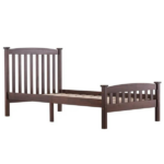 Twin Pine Bed Frame Painted Single-Layer Wooden Bed Curved Headboard and Footboard Bed Frame Wooden Bed with Vertical Decorative Strips at the Headboard 78.94*42.52*38.98in Coffee Brown - Image 4