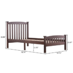 Twin Pine Bed Frame Painted Single-Layer Wooden Bed Curved Headboard and Footboard Bed Frame Wooden Bed with Vertical Decorative Strips at the Headboard 78.94*42.52*38.98in Coffee Brown - Image 5
