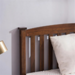 Twin Pine Bed Frame Painted Single-Layer Wooden Bed Curved Headboard and Footboard Bed Frame Wooden Bed with Vertical Decorative Strips at the Headboard 78.94*42.52*38.98in Coffee Brown - Image 6