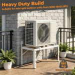 Adjustable Mini Split Ground Stand, 400 lbs Heavy Duty AC Condenser Stand for 9000–36000 BTU Ductless Heat Pump, Anti-Vibration Outdoor Support Bracket - White - Image 5
