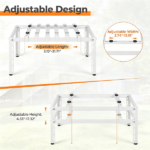 Adjustable Mini Split Ground Stand, 400 lbs Heavy Duty AC Condenser Stand for 9000–36000 BTU Ductless Heat Pump, Anti-Vibration Outdoor Support Bracket - White - Image 7