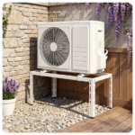 Adjustable Mini Split Ground Stand, 400 lbs Heavy Duty AC Condenser Stand for 9000–36000 BTU Ductless Heat Pump, Anti-Vibration Outdoor Support Bracket - White - Image 8