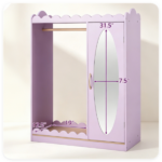 Kids Dress Up Closet with Full-Length Acrylic Mirror, 42" Child-Sized Garment Rack with Cabinet & Storage Shelves for 3+ Toddlers Bedroom Playroom - Image 7