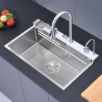 Pull-out Faucet Single Bowl Sink Kitchen Vegetable Sink 304 30"x18" Whale Waterfall Sink Stainless Steel Dish Sink wIth Dishwasher Accessories Household Vegetable Washing Basin, Dark Gray[Unable ship on weekends, TK/TEMU only for pickup, only TX10643 warehouse supports GOFO] - Image 5