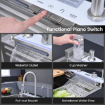 Pull-out Faucet Single Bowl Sink Kitchen Vegetable Sink 304 30"x18" Whale Waterfall Sink Stainless Steel Dish Sink wIth Dishwasher Accessories Household Vegetable Washing Basin, Dark Gray[Unable ship on weekends, TK/TEMU only for pickup, only TX10643 warehouse supports GOFO] - Image 6