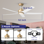 52 inch Ceiling Fans with Lights, Large Air Volume Ceiling Fans with Reversible Quiet DC Motor and Remote, 5D-W5, 5X-W5[Unable ship on weekends, TK/TEMU only for pickup, only TX10643 warehouse supports GOFO] - Image 7