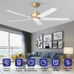 52 inch Ceiling Fans with Lights, Large Air Volume Ceiling Fans with Reversible Quiet DC Motor and Remote, 5D-W5, 5X-W5[Unable ship on weekends, TK/TEMU only for pickup, only TX10643 warehouse supports GOFO] - Image 8