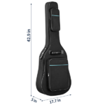 41 Inch 600D Oxford Cloth Acoustic Guitar Bag Black With Blue Line - Image 3