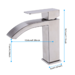 Waterfall Spout Bathroom Sink Single Handle Faucet with Pop-Up Drain (with Overflow) - Image 4