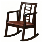 Heavy-Duty Solid Wood Rocking Chair, Ergonomic Accent Armchair with Breathable Ladder Back for Indoor Relaxation-Brown - Image 3