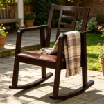 Heavy-Duty Solid Wood Rocking Chair, Ergonomic Accent Armchair with Breathable Ladder Back for Indoor Relaxation-Brown - Image 5