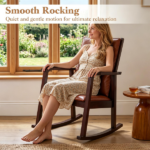 Heavy-Duty Solid Wood Rocking Chair, Ergonomic Accent Armchair with Breathable Ladder Back for Indoor Relaxation-Brown - Image 6