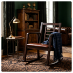 Heavy-Duty Solid Wood Rocking Chair, Ergonomic Accent Armchair with Breathable Ladder Back for Indoor Relaxation-Brown - Image 7