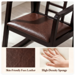 Heavy-Duty Solid Wood Rocking Chair, Ergonomic Accent Armchair with Breathable Ladder Back for Indoor Relaxation-Brown - Image 8