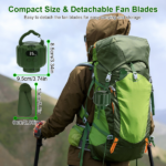 3-in-1 Camping Fan with LED Lantern, Portable Hanging Tent Fan 3 Speed Wind, Timer Function & Power Bank, Low Noise Rechargeable Fan with Remote Control for Outdoor Camping Fishing RV--10400mAh - Image 3