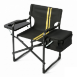 46.46" x 20.87" x 33.46" Folding Camping Chair with Side Table & Insulated Cooler Bag, Spray-Coated Aluminum Frame, Black with Double Yellow Vertical Stripes, 265 lbs Capacity Foldable Outdoor Chair for Camping Beach Fishing Picnic - Image 4