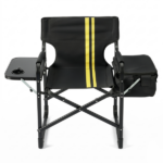 46.46" x 20.87" x 33.46" Folding Camping Chair with Side Table & Insulated Cooler Bag, Spray-Coated Aluminum Frame, Black with Double Yellow Vertical Stripes, 265 lbs Capacity Foldable Outdoor Chair for Camping Beach Fishing Picnic - Image 5