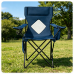 Folding Camping Chair, Heavy-Duty Metal Frame Portable Outdoor Chair with Cup Holder, Insulated Cooler Bag & Side Pocket for Camping Fishing Beach - Blue - Image 8