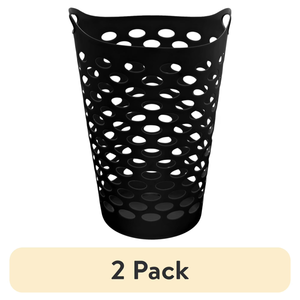96262248_1 (2 pack) Carrying Handles Laundry Hamper, Black, Adult (Shipment from Walmart) - Image 1