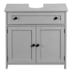 1-Drawer 2-Door Bathroom Vanity Bathroom Cabinet Washbasin Not Included 23.62*11.81*23.62in Grey - Image 3