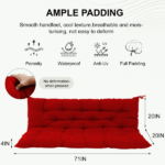 Outdoor Swing Cushions 70 Inch, Waterproof 4" Thick Porch Swing Cushion Replacement with Backrest and Ties, Comfortable 2-3 Seat Pation Swing Pad for Backyard, Garden, Lawn, Outdoor Furniture red - Image 4
