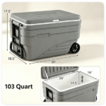 103QT Hard Ice Cooler, Retention Portable Cooler with Wheels, 330LBS Support Seat, Leak-Proof Ice Chest for Camping Beach - Image 5
