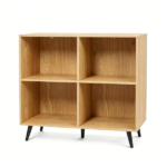 4 Cube Open Storage Bookshelf with 5 Heavy-Duty Metal Elevated Legs, Anti-Tip Wall Anchors Enclosed Back Panel Freestanding Display Cube Organizer for Living Room Home Office - Natural - Image 3