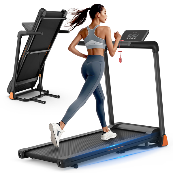 97287750_1 Treadmills for Home, 3.5HP Quiet Folding Treadmill with Heart Rate Sensor, Dual Cushion System, 330lbs Weight Capacity, Holder for Cup & Phone - Image 1