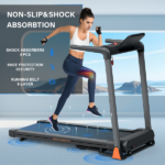Treadmills for Home, 3.5HP Quiet Folding Treadmill with Heart Rate Sensor, Dual Cushion System, 330lbs Weight Capacity, Holder for Cup & Phone - Image 4