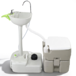 Same Code 77825851 5 Gallon Upgrade Portable RV Toilet with Matching White Lid Ring Waste Holding Tank, Outdoor Hand Wash Station, HDPE Material, White - Image 2
