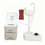 Same Code 77825851 5 Gallon Upgrade Portable RV Toilet with Matching White Lid Ring Waste Holding Tank, Outdoor Hand Wash Station, HDPE Material, White - Image 4
