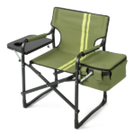 46.46" x 20.87" x 33.46" Folding Camping Chair with Side Table & Insulated Cooler Bag, Spray-Coated Aluminum Frame, Army Green with Double Light Yellow Vertical Stripes, 265 lbs Capacity Foldable Outdoor Chair for Camping Beach Fishing Picnic - Image 3