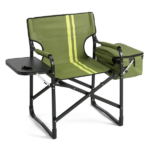 46.46" x 20.87" x 33.46" Folding Camping Chair with Side Table & Insulated Cooler Bag, Spray-Coated Aluminum Frame, Army Green with Double Light Yellow Vertical Stripes, 265 lbs Capacity Foldable Outdoor Chair for Camping Beach Fishing Picnic - Image 4