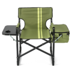 46.46" x 20.87" x 33.46" Folding Camping Chair with Side Table & Insulated Cooler Bag, Spray-Coated Aluminum Frame, Army Green with Double Light Yellow Vertical Stripes, 265 lbs Capacity Foldable Outdoor Chair for Camping Beach Fishing Picnic - Image 5