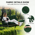 Outdoor Swing Cushions 70 Inch, Waterproof 4" Thick Porch Swing Cushion Replacement with Backrest and Ties, Comfortable 2-3 Seat Pation Swing Pad for Backyard, Garden, Lawn, Outdoor Furniture dark green - Image 6