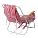 4-Position Adjustable Backpack Beach Chair, Foldable Rustproof Aluminum Frame Lounge Chair with Wooden Armrest, Side Storage Pockets & Detachable Pillow, 24"×22"×37" Outdoor Patio Camping Lawn Chair Holds up to 265 LBS, Red White Vertical Stripe - Image 4