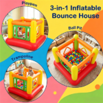 3-in-1 Inflatable Bounce House, Thick PVC Kids Jumping Castle with Visible Wall, Indoor Outdoor Blow Up Play House Gift for Children Age 3+ - Image 4