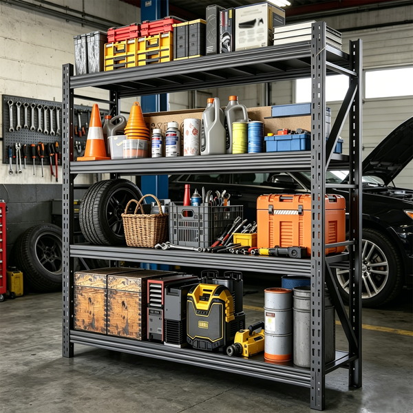 99896255_1 31.5''W Heavy Duty Storage Shelves, 2500LBS Metal Garage Shelving Units, 4 Tier Adjustable Large Industrial Shelves for Warehouse Workshop Basement (31.5''W x 13.8''D x 73.2''H) - Image 1