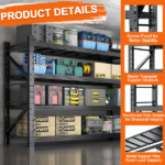 31.5''W Heavy Duty Storage Shelves, 2500LBS Metal Garage Shelving Units, 4 Tier Adjustable Large Industrial Shelves for Warehouse Workshop Basement (31.5''W x 13.8''D x 73.2''H) - Image 6