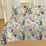 3 pcs Colorful Wildflower Botanical Quilted Bedspread Set, Vibrant Floral Print Quilt Set with Pillow Shams, Lightweight Reversible Coverlet, Boho Garden Bedding for Bedroom Decor temu can only be self-picked up
