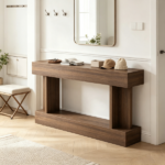 Brown 63" Long Console Table, Vintage Narrow Entryway Table with Storage Shelf for Living Room Hallway - Image 5