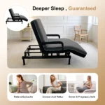 Electric Lift Bed for Seniors - Wired Remote Control with One-Touch Backrest Lift & Leg Lowering, Fall-Safe Rails, Safe Standing/Sitting/Lying Aid - Image 10
