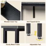 Same Code 73481563 39.4" Narrow Console Sofa Table with Power Outlets and USB Ports, Skinny Couch Table with Metal Frame and Charge Station with 4.9ft Extension Cord, Black - Image 5
