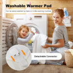 71 x 31 Inch White Massage Bed Warmer Heating Pad with 5 Heat Settings Machine Washable Design - Image 10